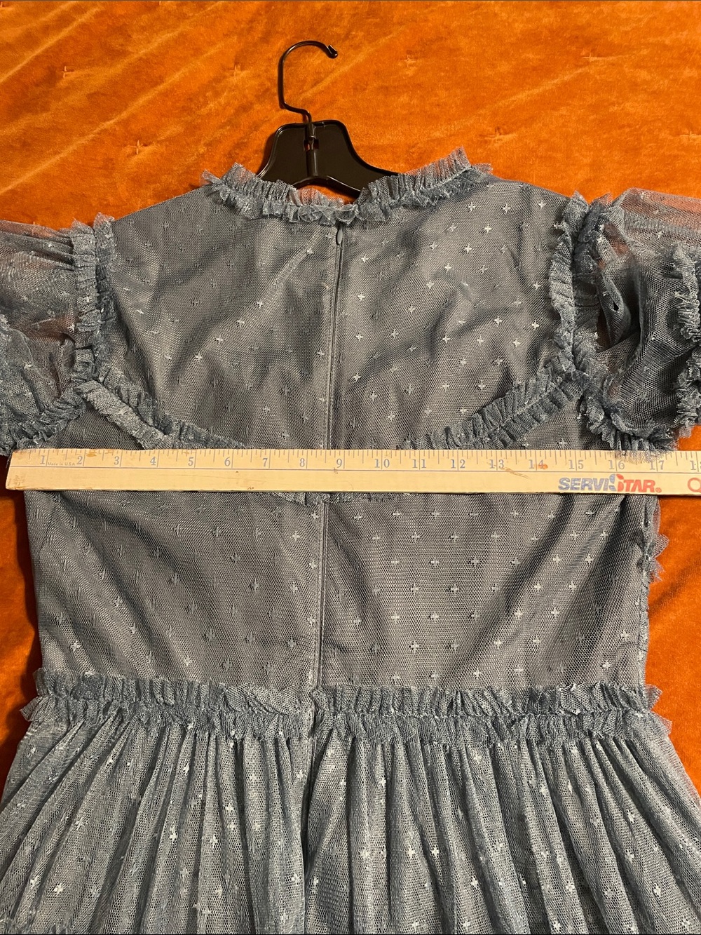 Ivy City Co Dusty Blue Ruffle Tulle Dress - Picture 14 of 17